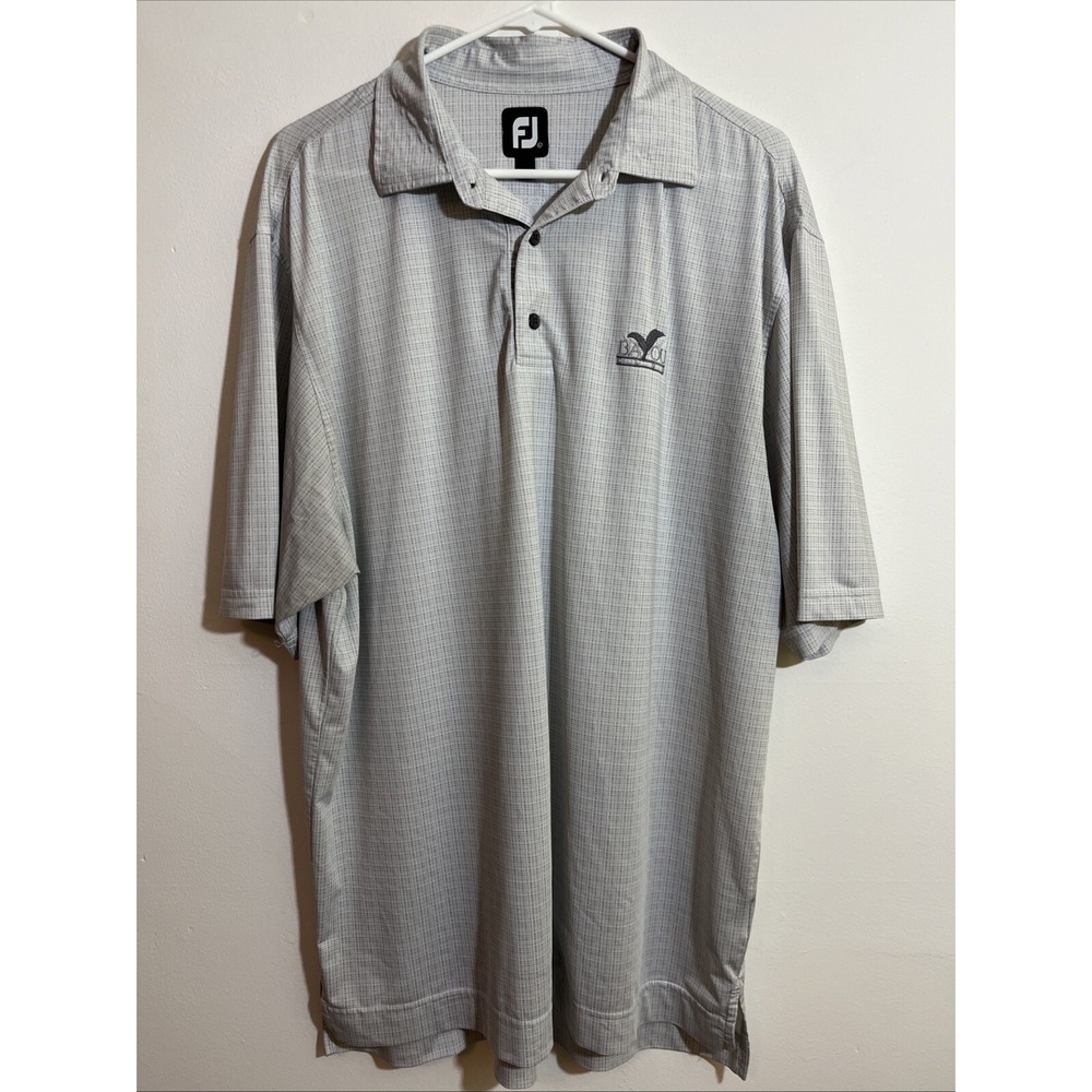 Footjoy Men's L Polo Shirt Sleeve‎ Gray Check Bayou Club Golf Outdoor